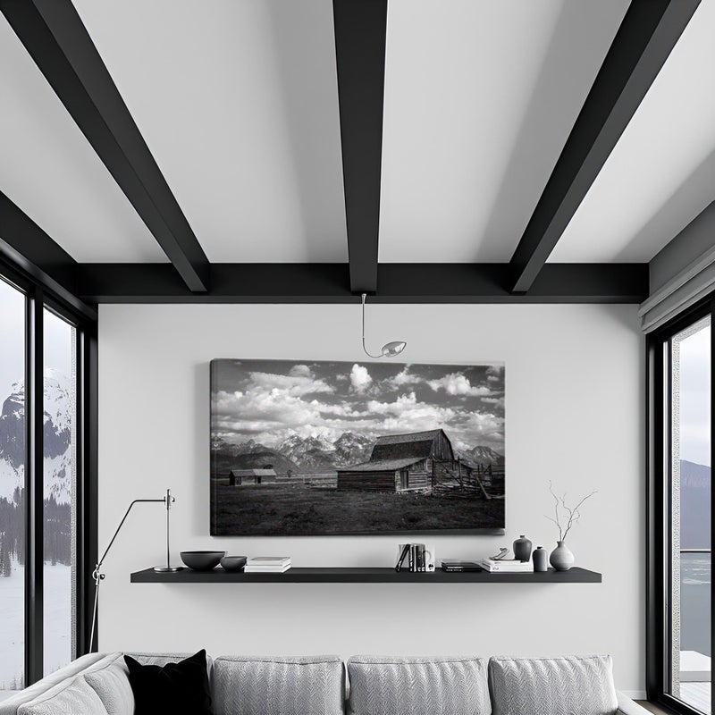 LevvArts Grand Teton National Park Picture Canvas Wall Art Black and White Moulton Barn Poster Prints USA Landscape Wyoming Canvas Artwork for Home Living Room Decor Framed Ready to Hang - Image 4